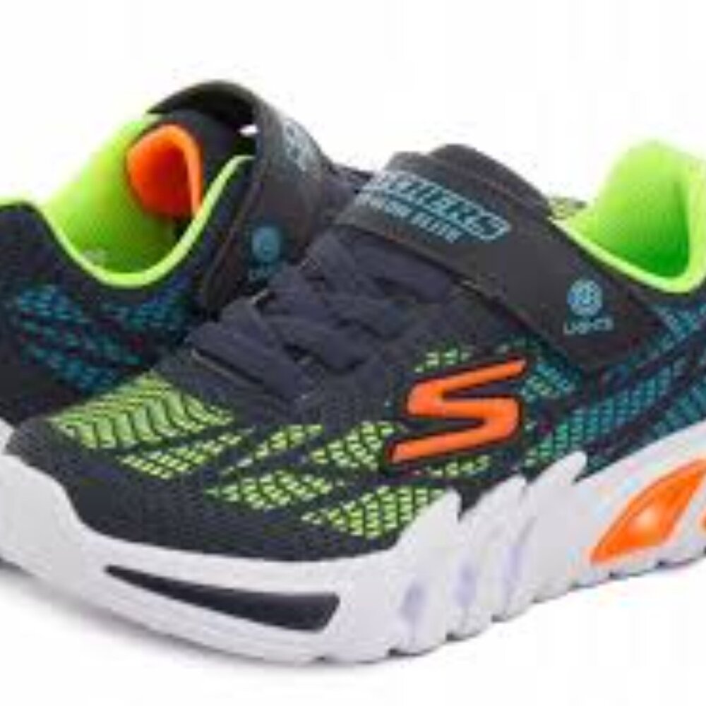 Size 3 Youth Skechers Blue and Green Sporty Sneakers with Mesh Upper